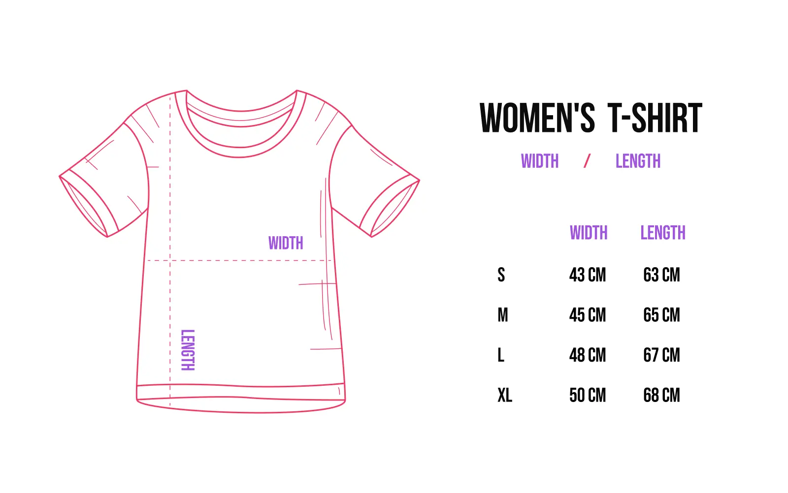 Womens T-Shirt size guide